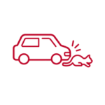 incidente stradale Icona che indica una delle situazioni di emergenza veterinaria: incidente stradale